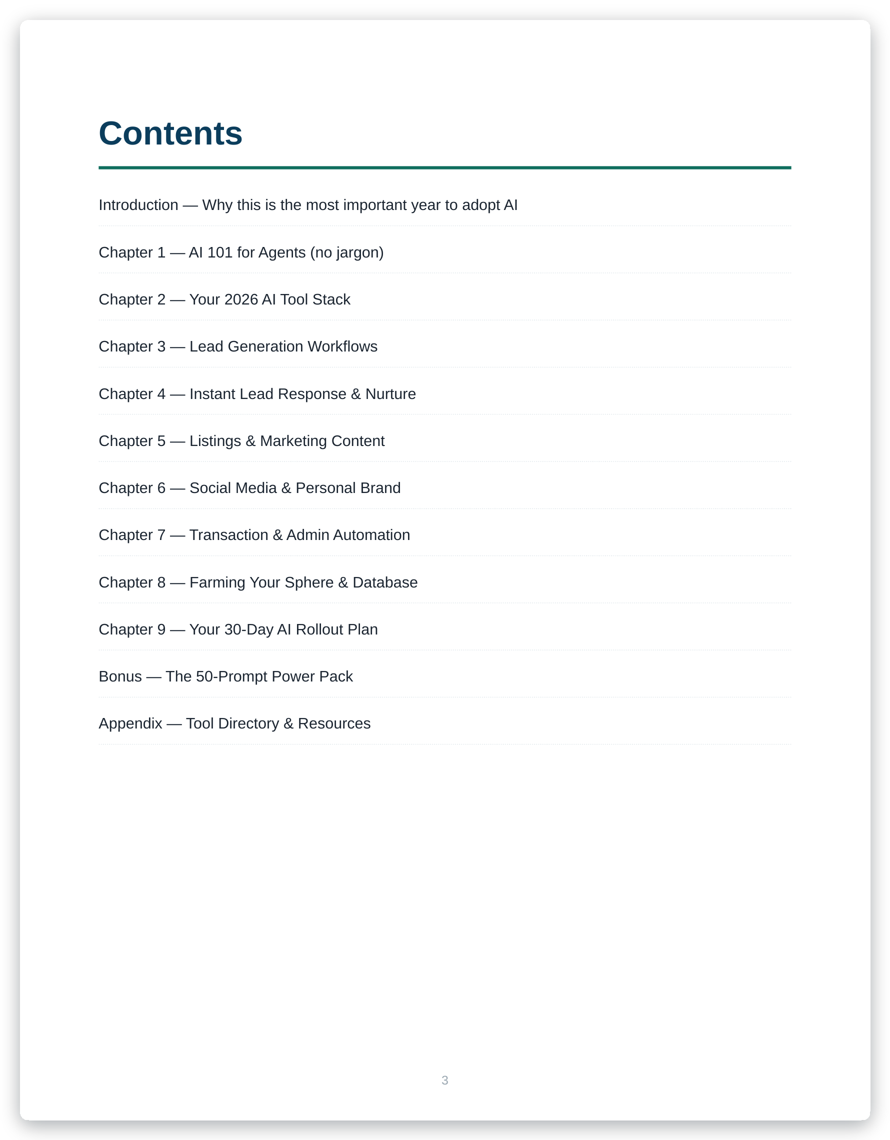 Table of contents — 30 workflows across 9 chapters